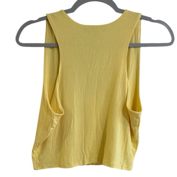 Lulus Yellow Cropped Tank Top V-Neck Double Layer Size XL (Runs Small) - Picture 5 of 11